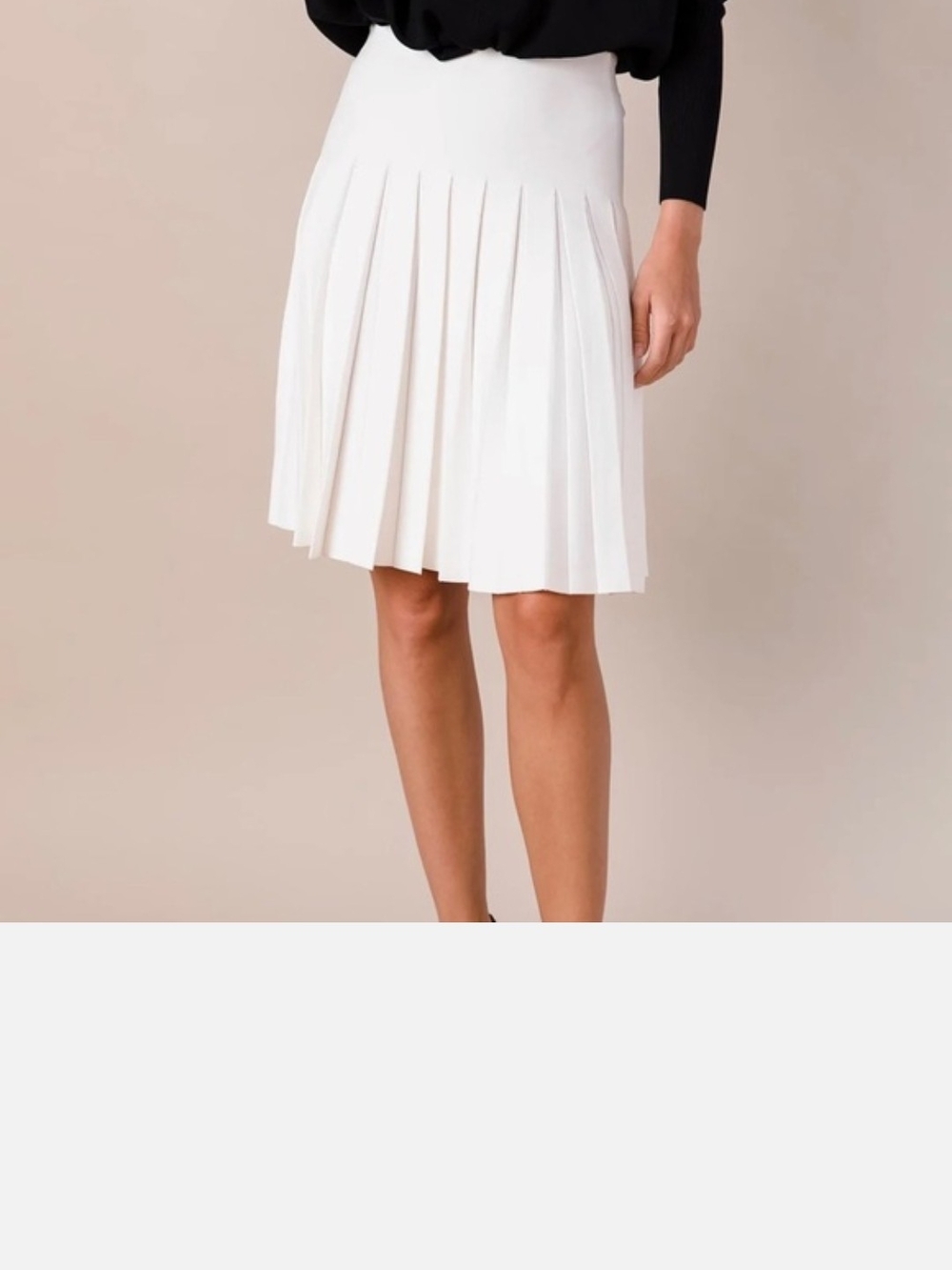 High-Waist White Pleated A-Line Skirt